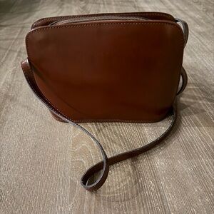 Vintage Cristian Firenze Handcrafted Cognac Brown Leather Crossbody Bag